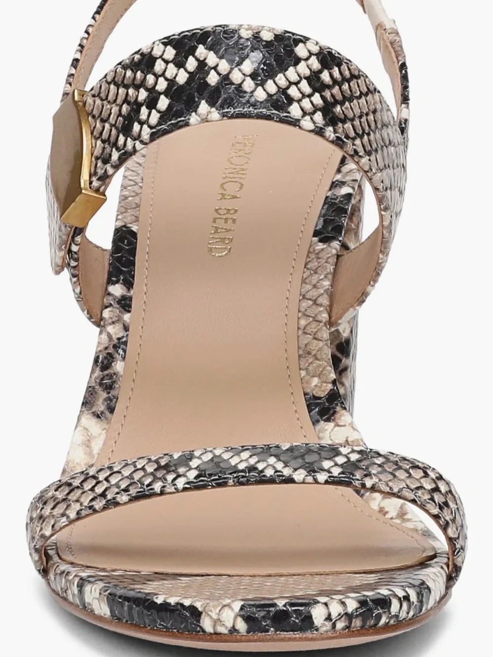 NIB Veronica Beard Genetta Slingback Snake-Print Block Heel